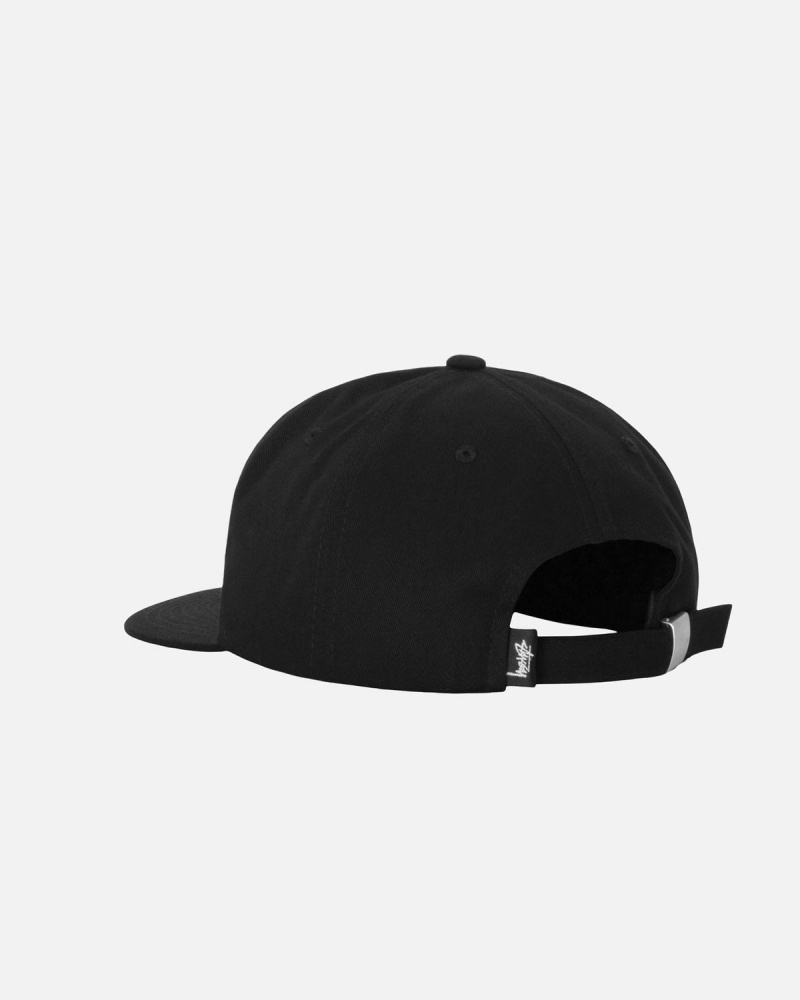 Stussy Mid-Depth Basic Strapback Caps Black | Israel-29746