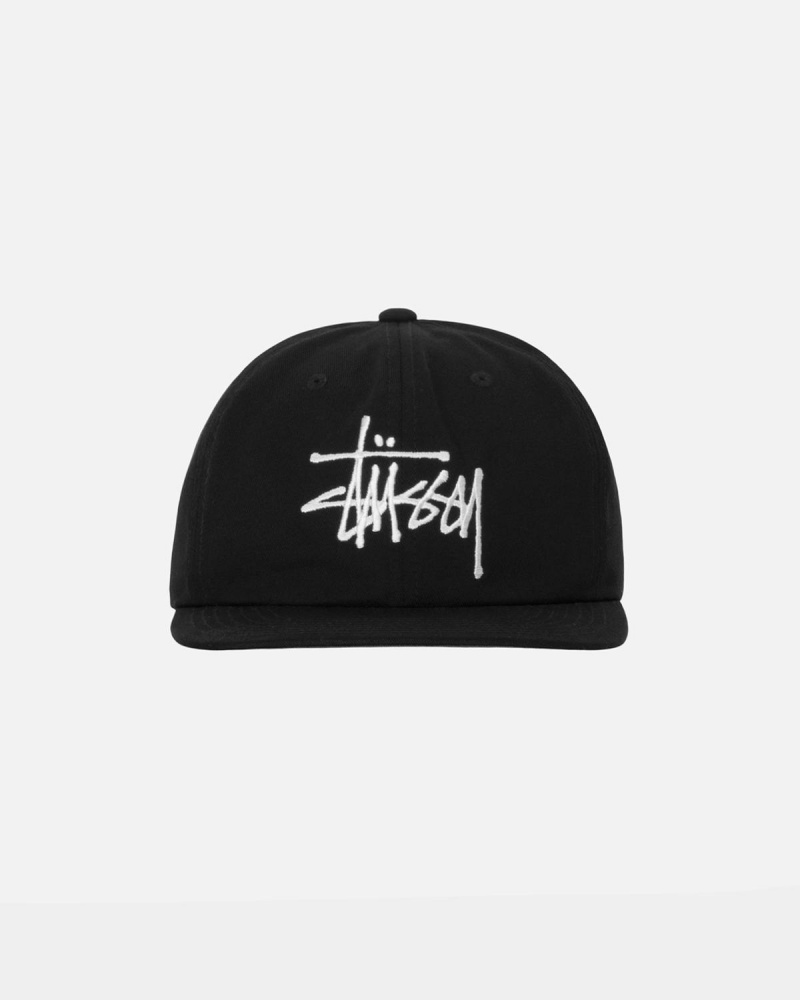 Stussy Mid-Depth Basic Strapback Caps Black | Israel-29746