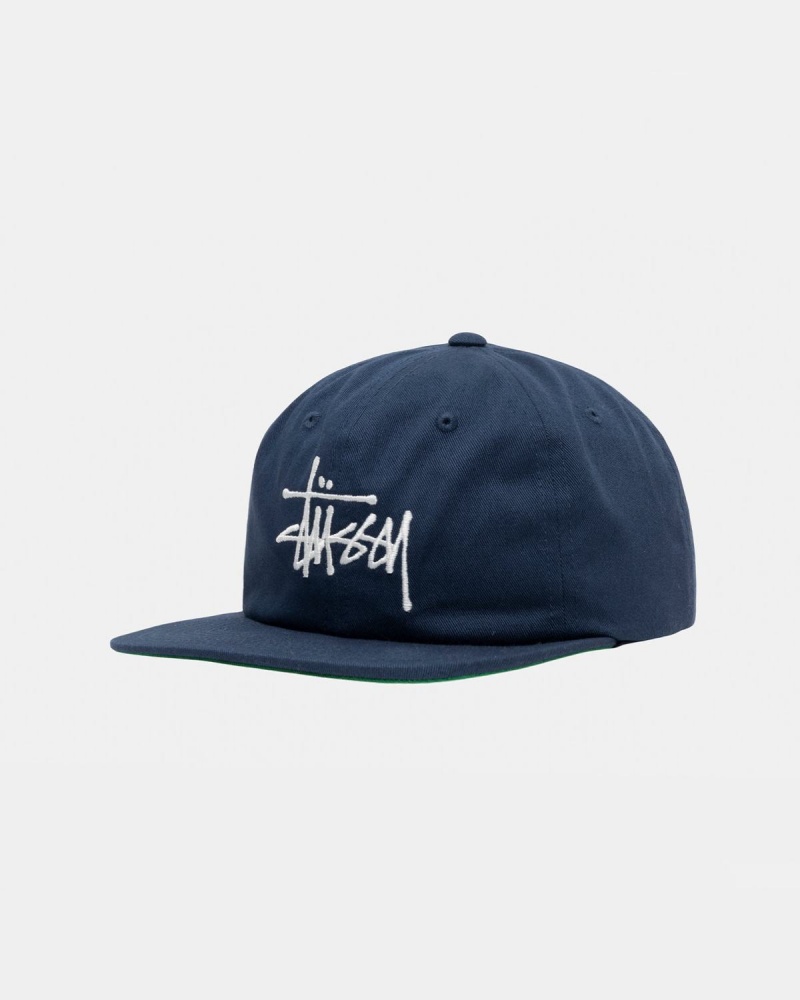 Stussy Mid-Depth Basic Strapback Caps Navy | Israel-53610