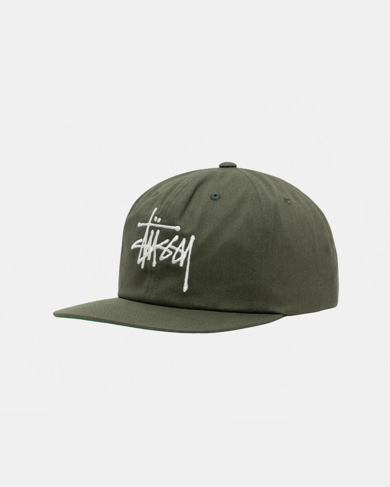 Stussy Mid-Depth Basic Strapback Caps Olive | Israel-85714