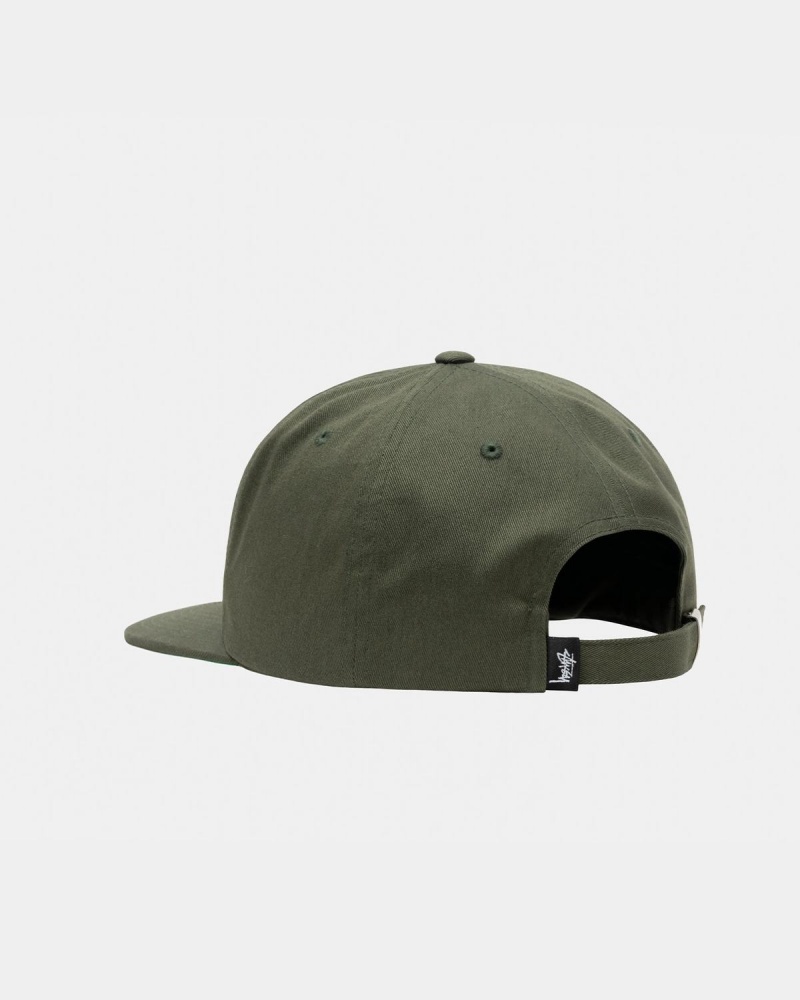 Stussy Mid-Depth Basic Strapback Caps Olive | Israel-85714