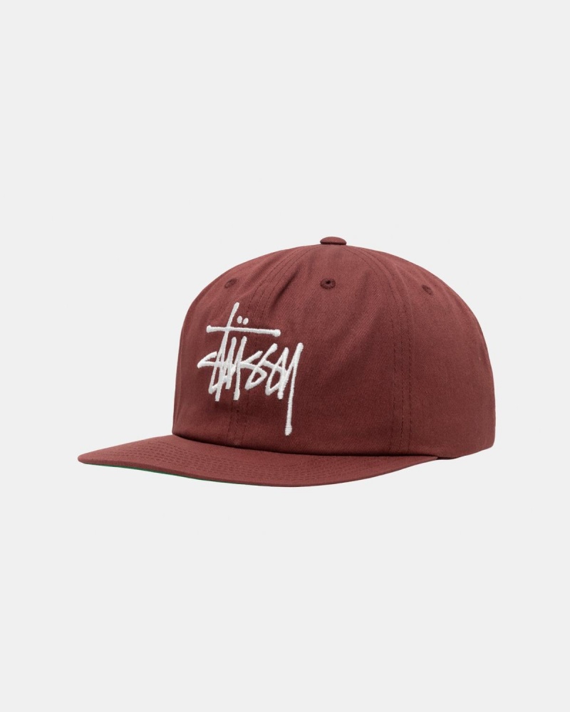 Stussy Mid-Depth Basic Strapback Caps Red Brown | Israel-13968