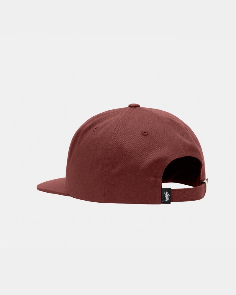 Stussy Mid-Depth Basic Strapback Caps Red Brown | Israel-13968