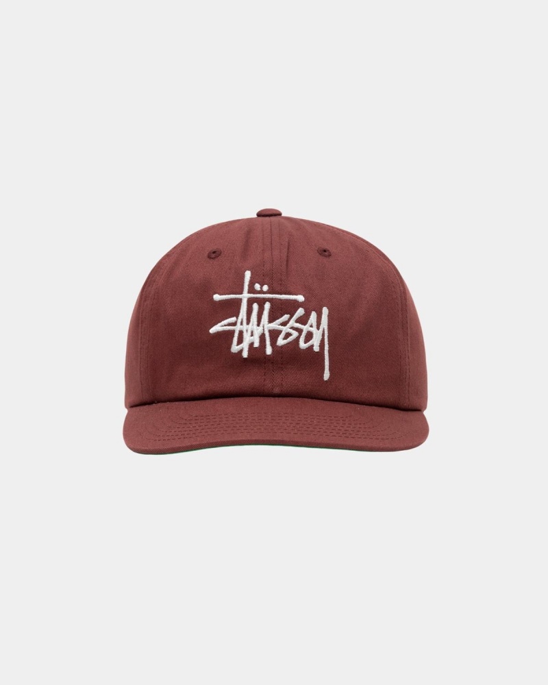 Stussy Mid-Depth Basic Strapback Caps Red Brown | Israel-13968