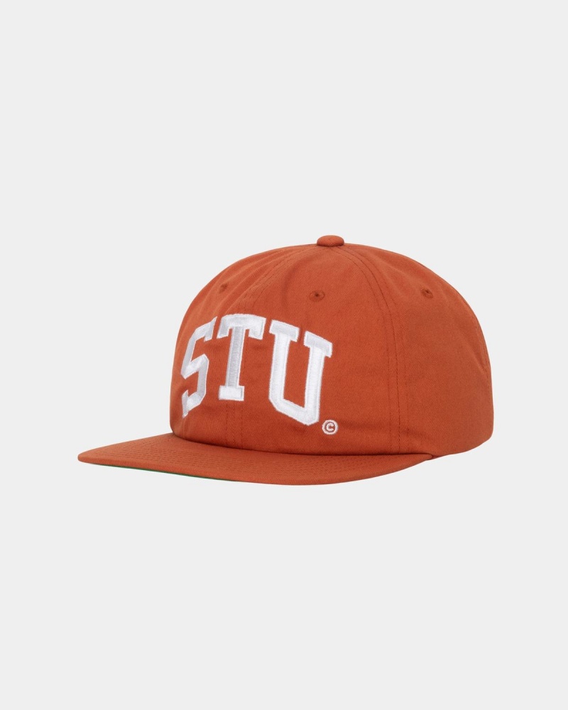 Stussy Mid-Depth Stu Arch Strapback Caps Dark Orange | Israel-40682