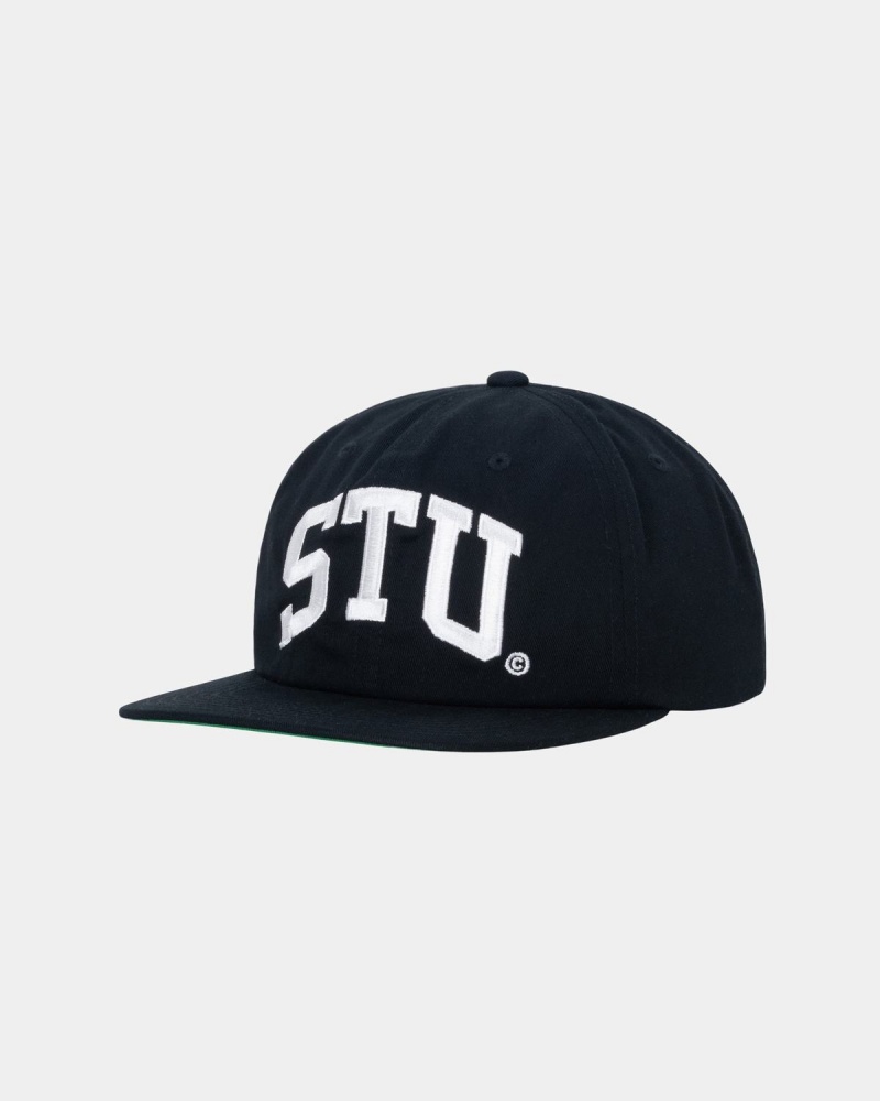 Stussy Mid-Depth Stu Arch Strapback Caps Black | Israel-85941