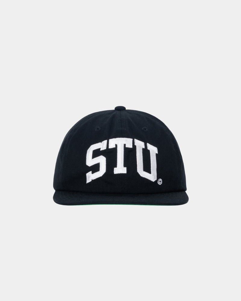 Stussy Mid-Depth Stu Arch Strapback Caps Black | Israel-85941