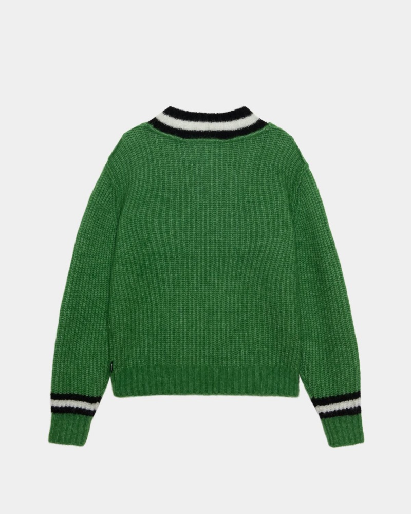 Stussy Mohair Tennis Sweater Green | Israel-62983