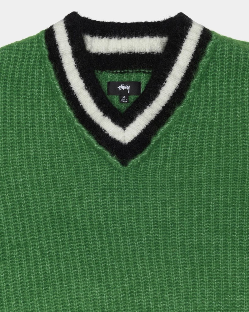 Stussy Mohair Tennis Sweater Green | Israel-62983