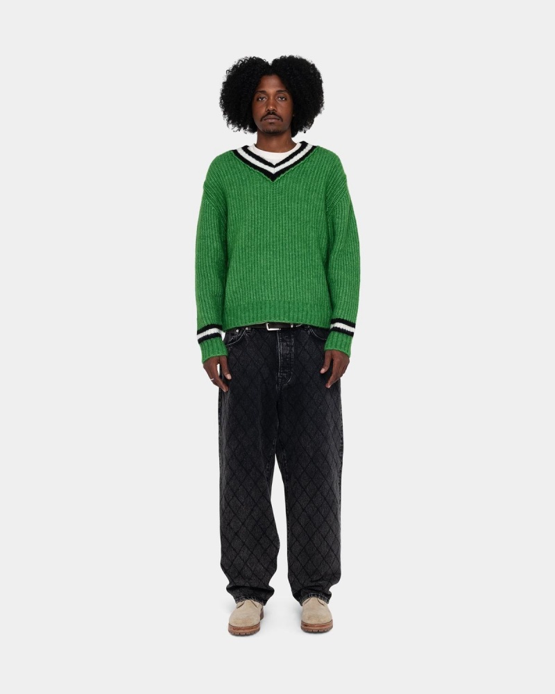 Stussy Mohair Tennis Sweater Green | Israel-62983