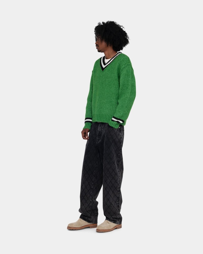 Stussy Mohair Tennis Sweater Green | Israel-62983