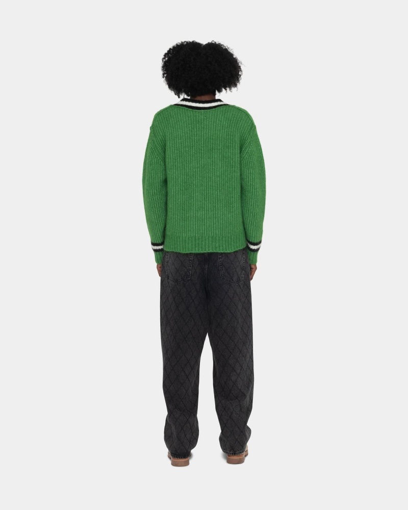 Stussy Mohair Tennis Sweater Green | Israel-62983