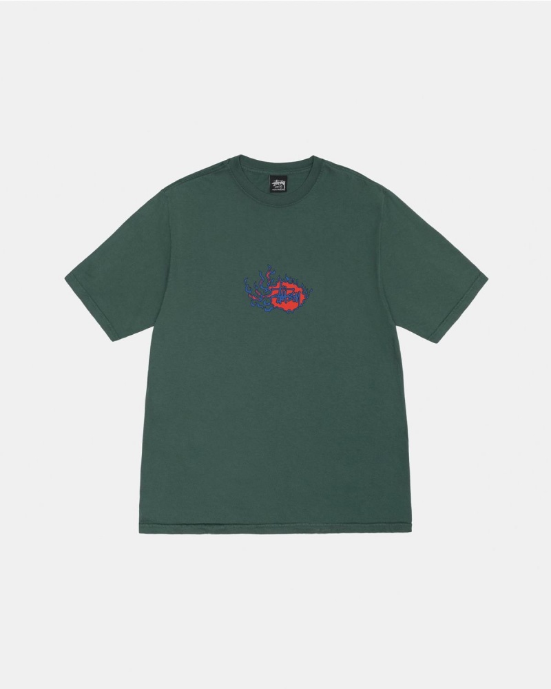 Stussy Mosaic Dragon Tee Pigment Dyed T-Shirt Green | Israel-35721