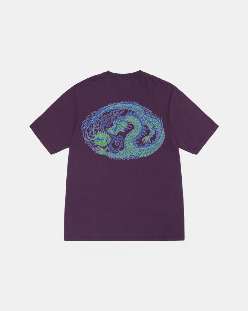 Stussy Mosaic Dragon Tee Pigment Dyed T-Shirt Purple | Israel-79421