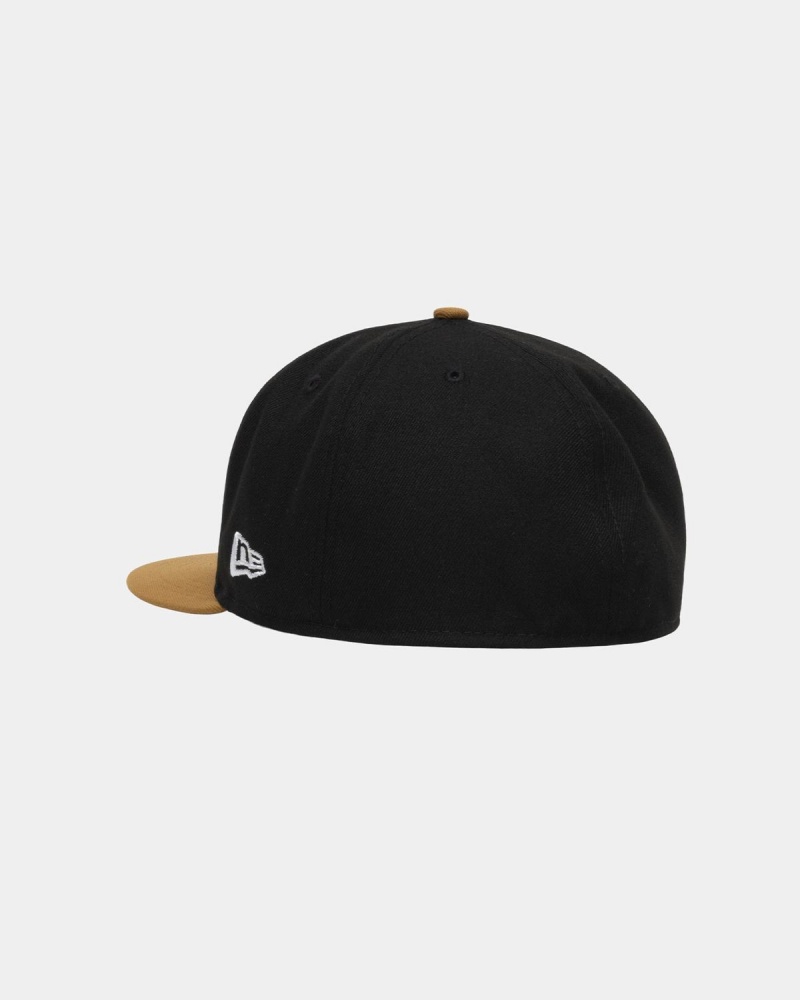 Stussy New Era 59fifty Curly S Caps Black/Gold | Israel-84760