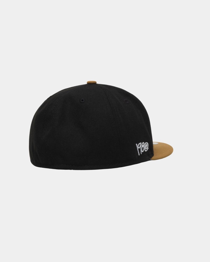 Stussy New Era 59fifty Curly S Caps Black/Gold | Israel-84760