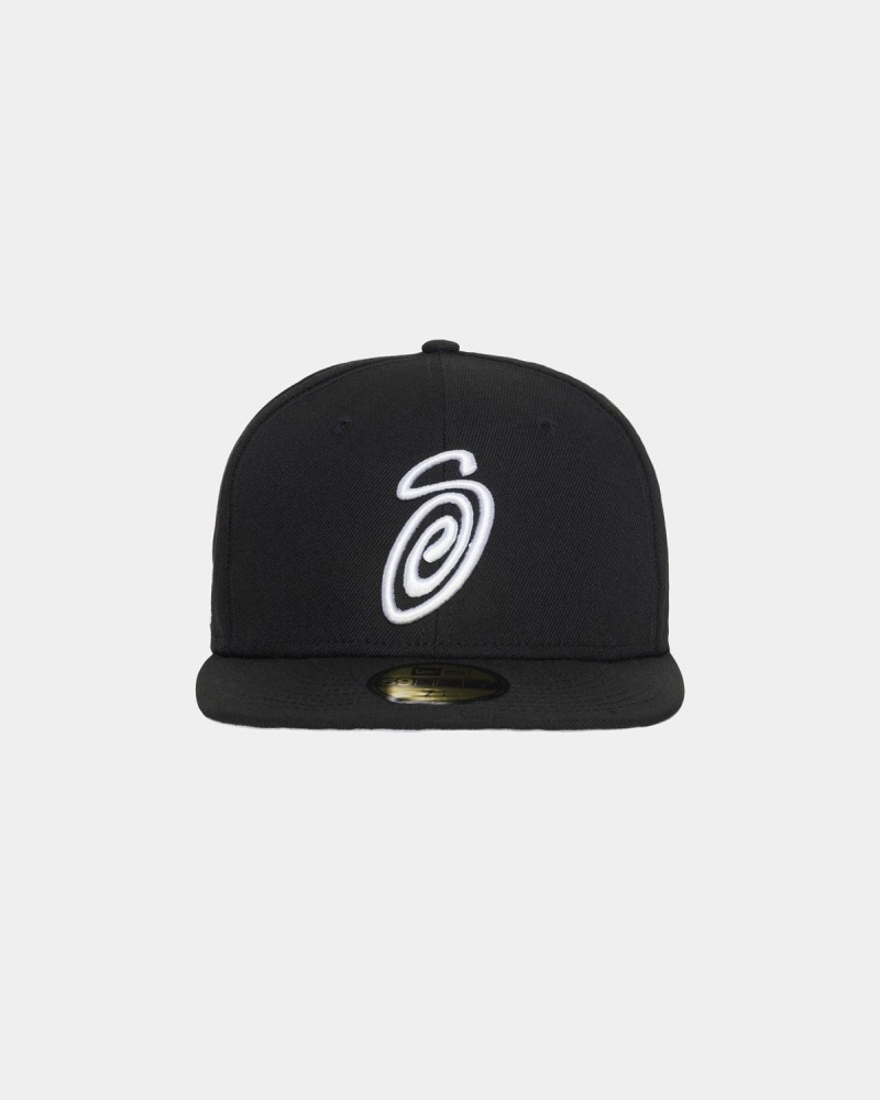 Stussy New Era 59fifty Curly S Caps Black | Israel-08647