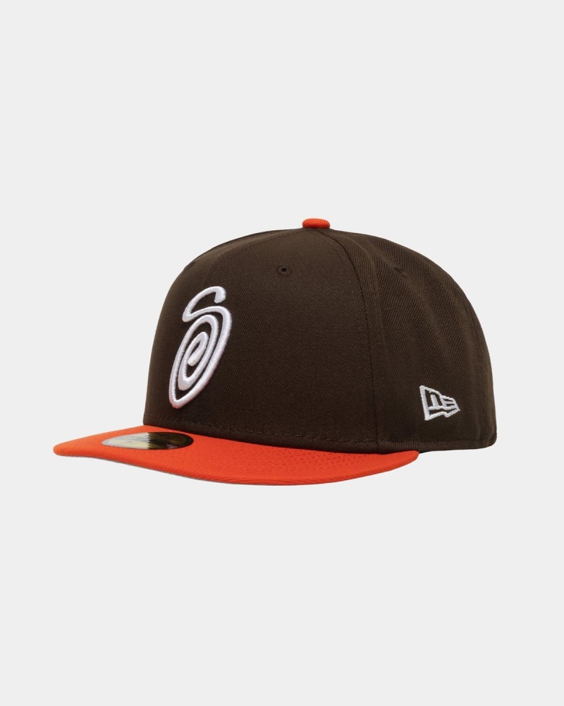 Stussy New Era 59fifty Curly S Caps Brown/Orange | Israel-85314