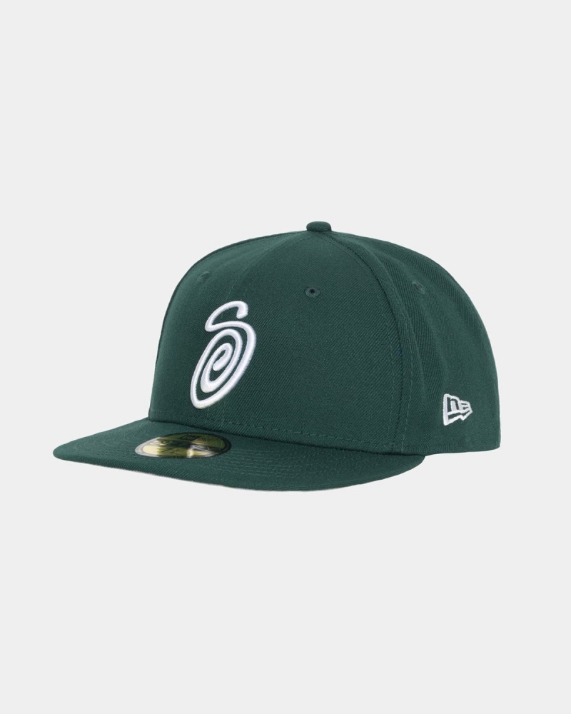 Stussy New Era 59fifty Curly S Caps Green | Israel-80251