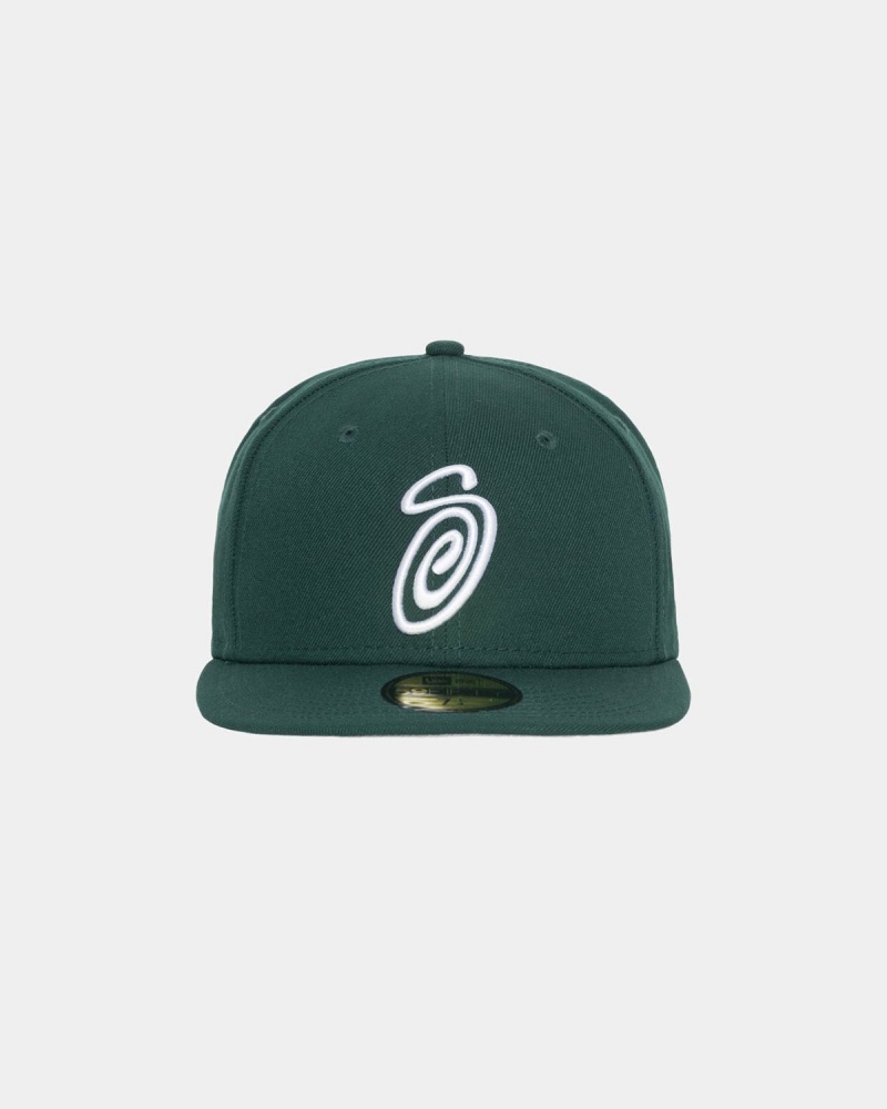 Stussy New Era 59fifty Curly S Caps Green | Israel-80251