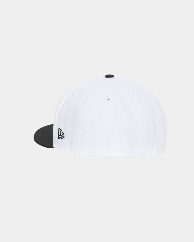 Stussy New Era 59fifty Curly S Caps White/Black | Israel-21348