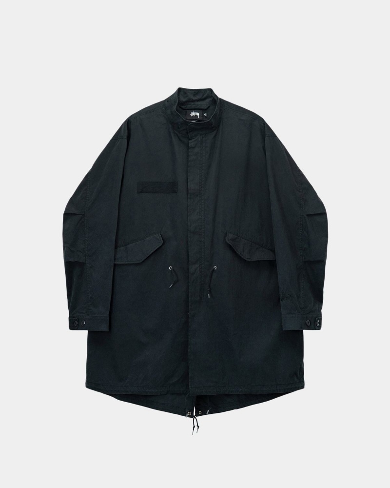 Stussy Nyco Fishtail Parka Jackets Black | Israel-06871