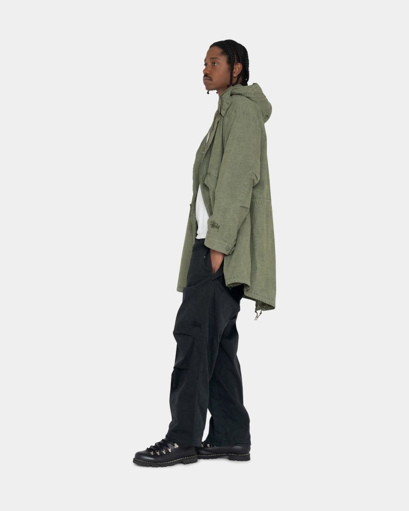 Stussy Nyco Printed Fishtail Parka Jackets Olive | Israel-52831