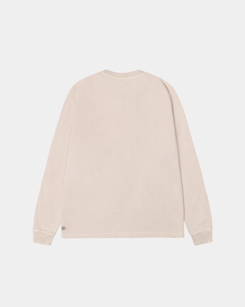 Stussy Open Hem Henley Fleece Sweater Beige | Israel-95418