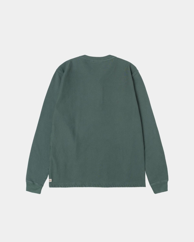 Stussy Open Hem Henley Fleece Sweater Green | Israel-53406