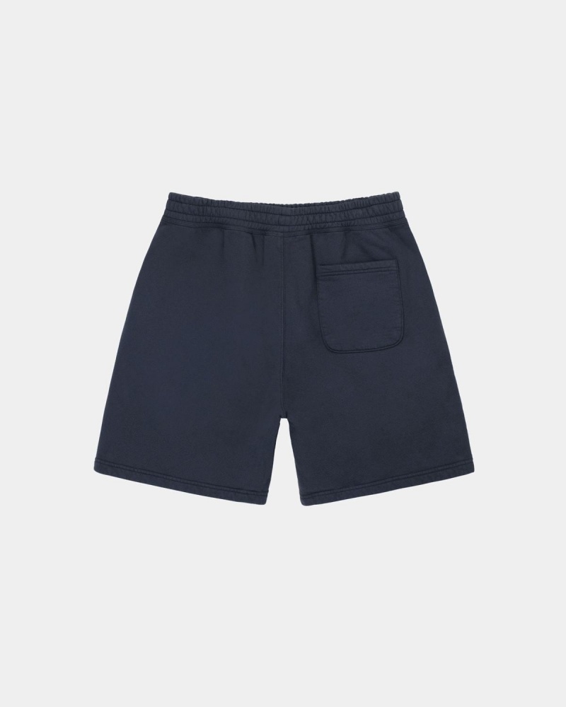 Stussy Overdyed Stock Logo Sweatshort Shorts Navy | Israel-46317