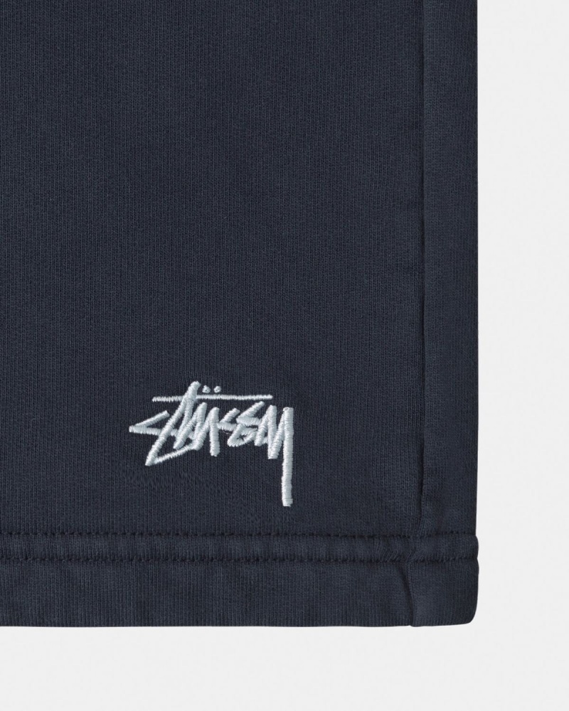 Stussy Overdyed Stock Logo Sweatshort Shorts Navy | Israel-46317