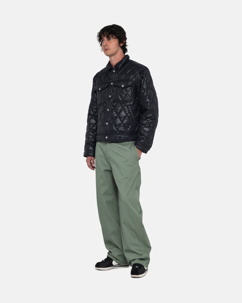 Stussy Quilted Nylon Ranch Jackets Black | Israel-54309