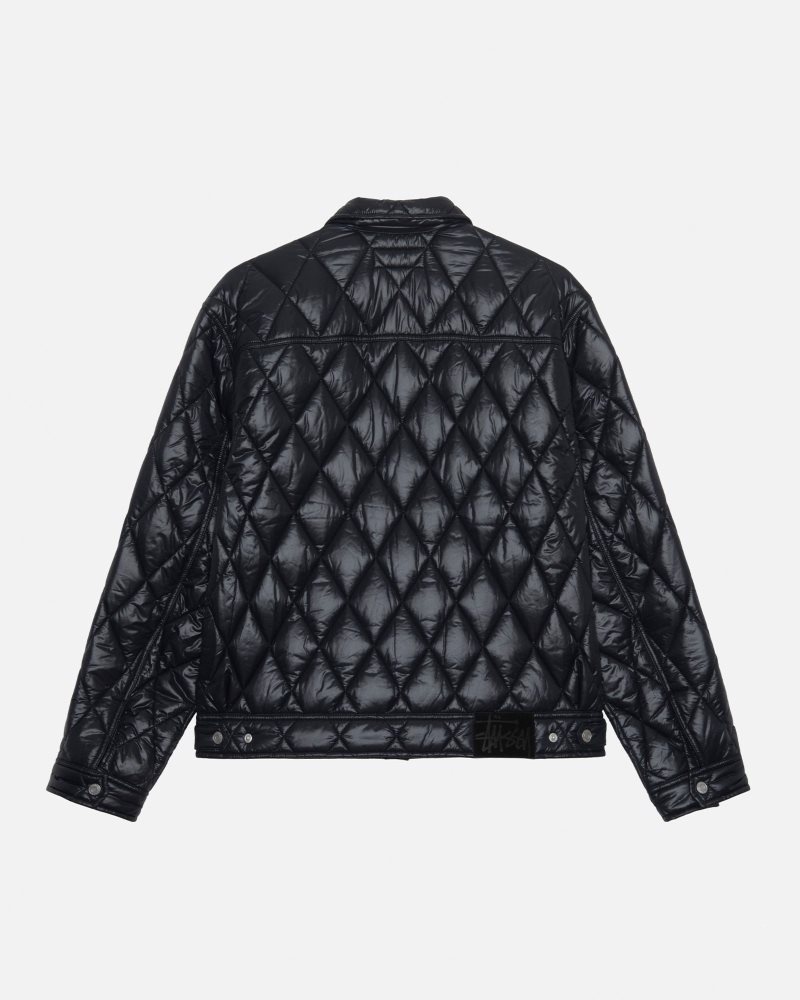 Stussy Quilted Nylon Ranch Jackets Black | Israel-54309