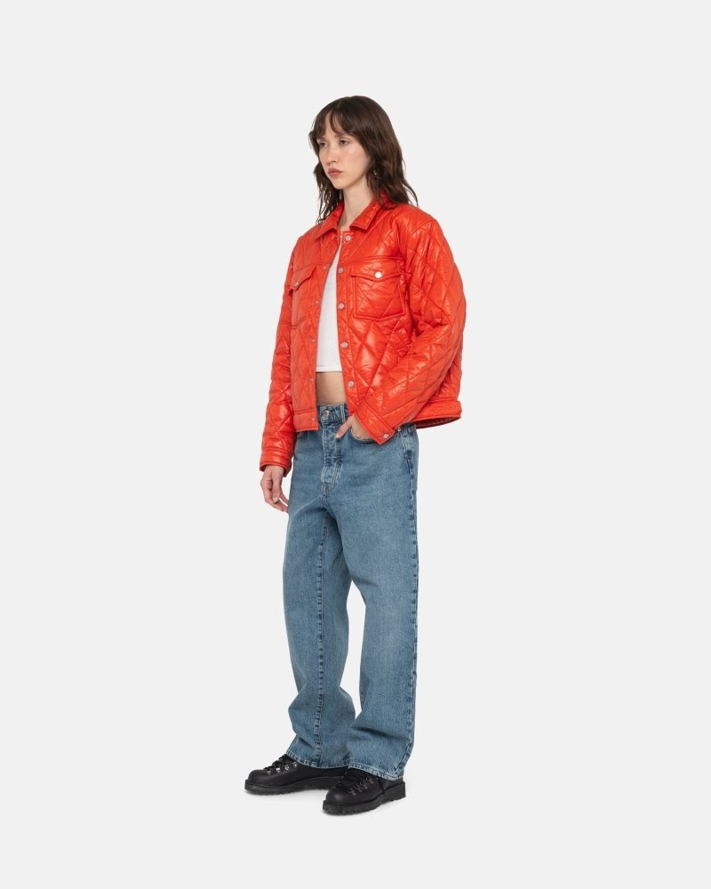 Stussy Quilted Nylon Ranch Jackets Persimmon | Israel-89304