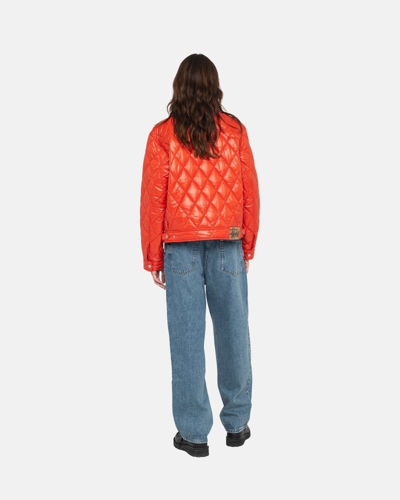 Stussy Quilted Nylon Ranch Jackets Persimmon | Israel-89304