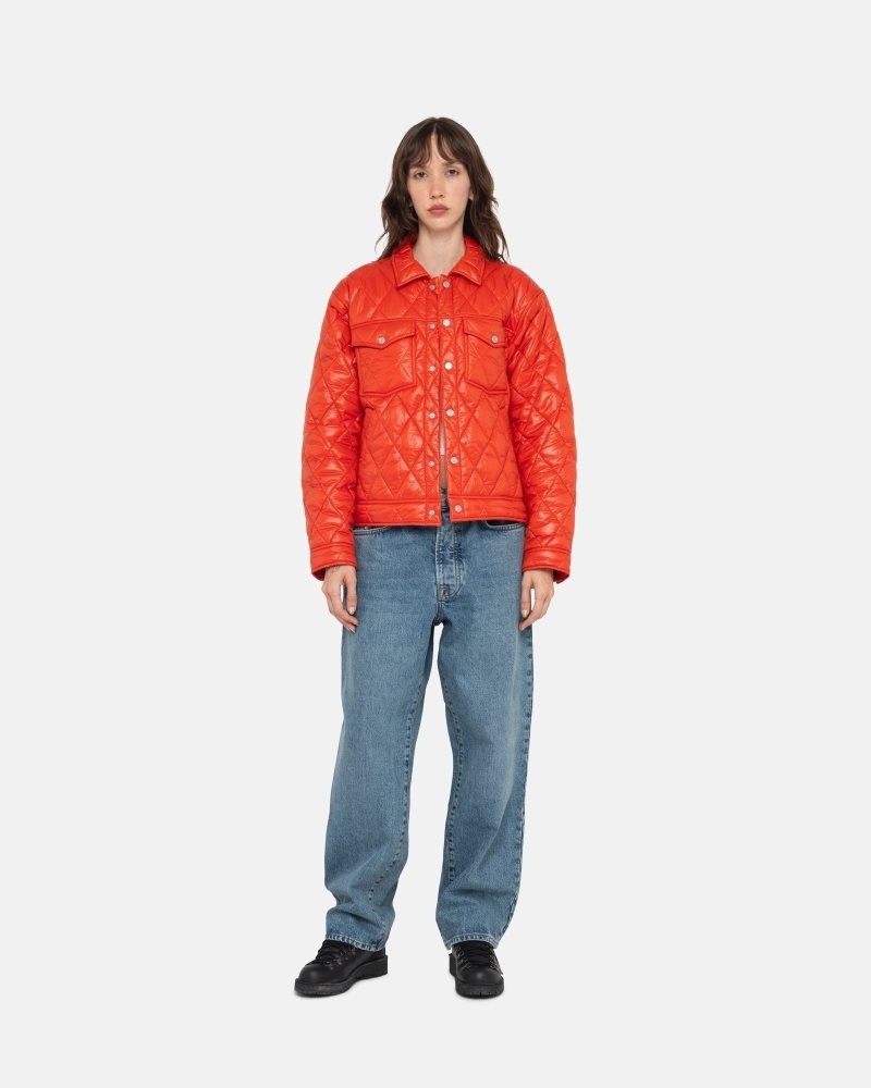 Stussy Quilted Nylon Ranch Jackets Persimmon | Israel-89304