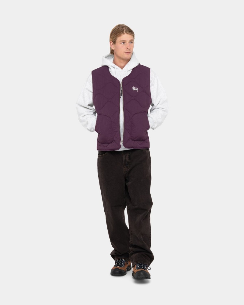 Stussy Recycled Nylon Liner Vest Purple | Israel-90821