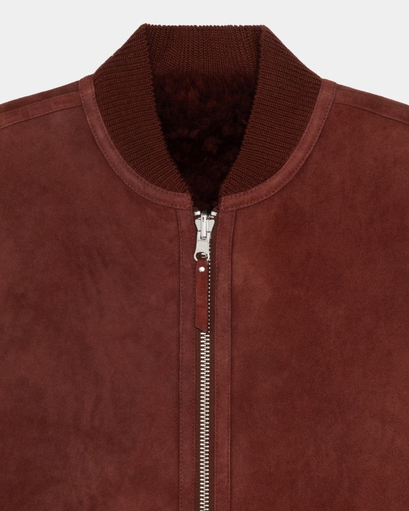 Stussy Reversible Shearling Workgear Vest Burgundy | Israel-89160