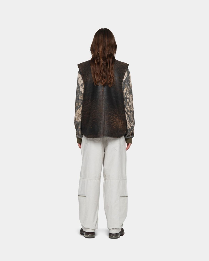 Stussy Reversible Shearling Workgear Vest Brown | Israel-36704