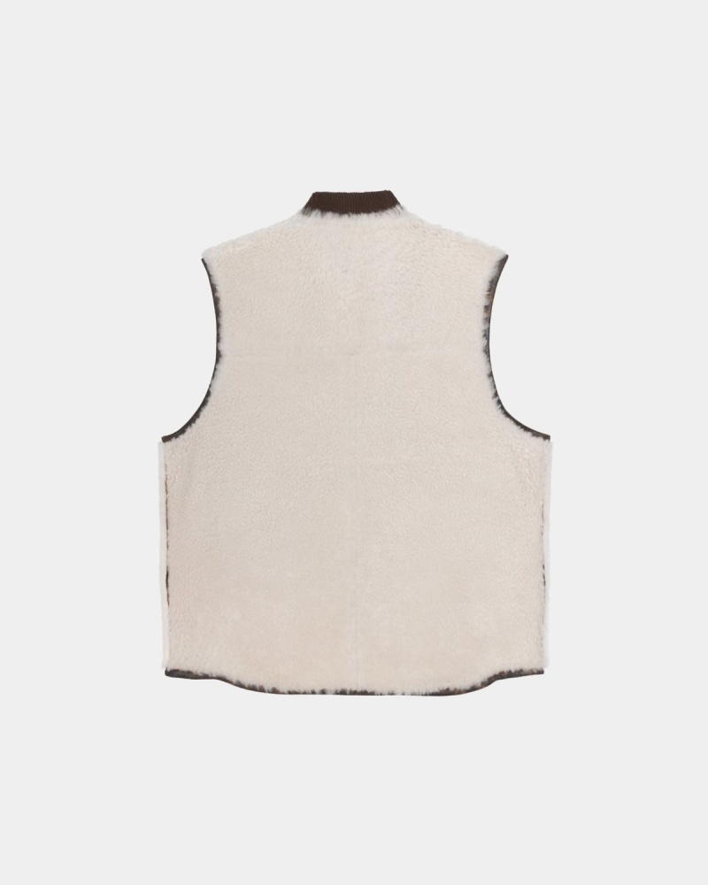 Stussy Reversible Shearling Workgear Vest Brown | Israel-36704