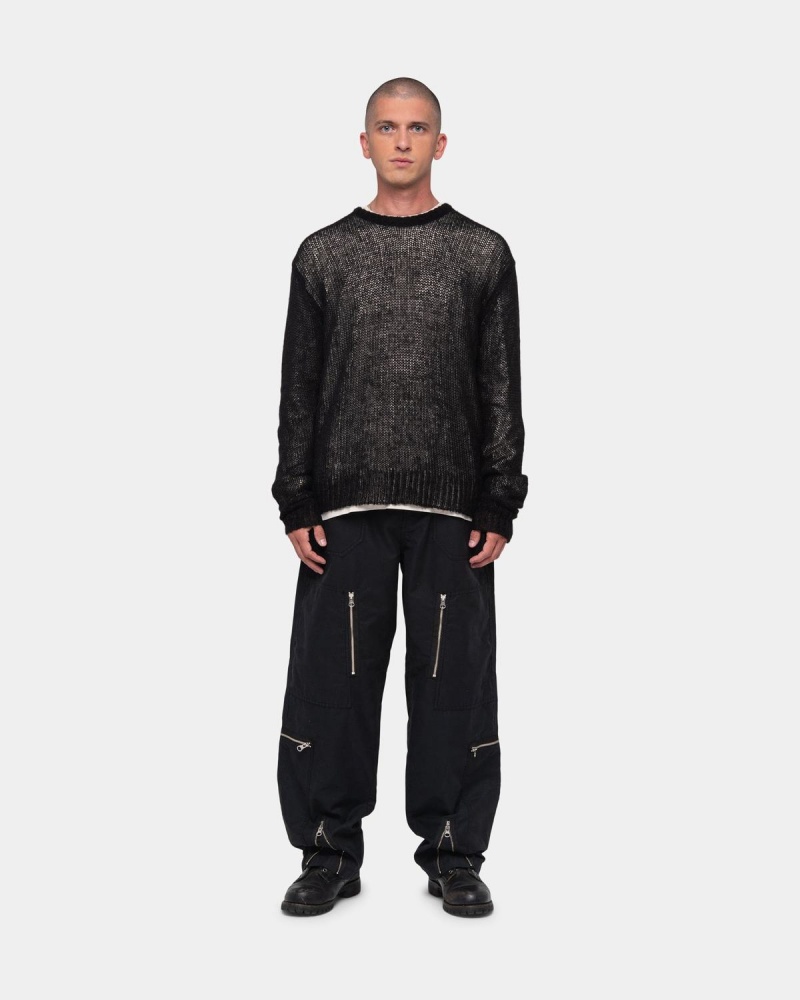 Stussy S Loose Knit Sweater Black | Israel-35706