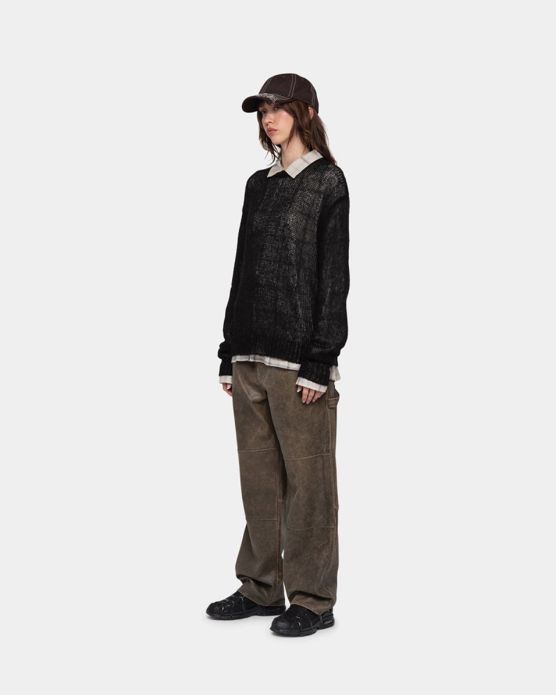 Stussy S Loose Knit Sweater Black | Israel-35706