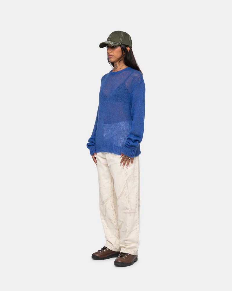 Stussy S Loose Knit Sweater Blue | Israel-45906