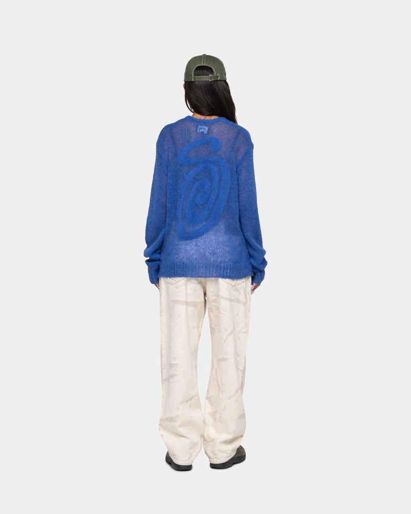 Stussy S Loose Knit Sweater Blue | Israel-45906