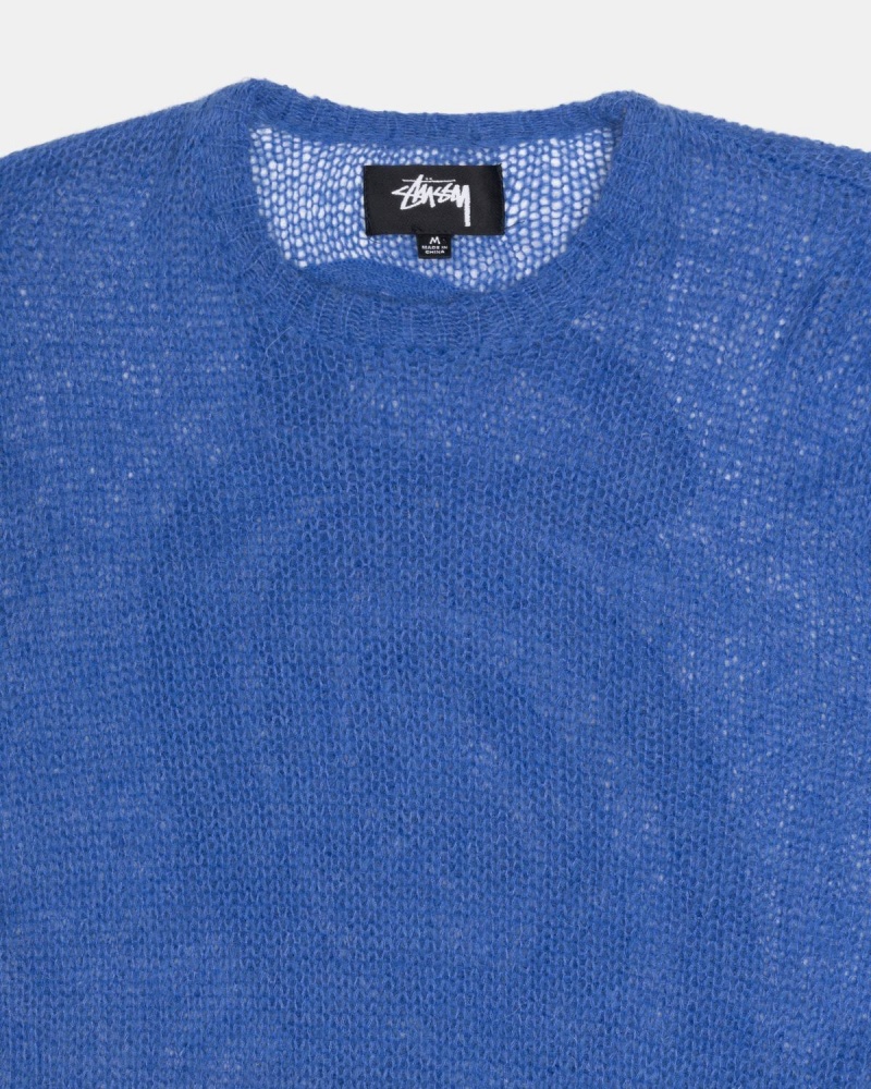 Stussy S Loose Knit Sweater Blue | Israel-45906