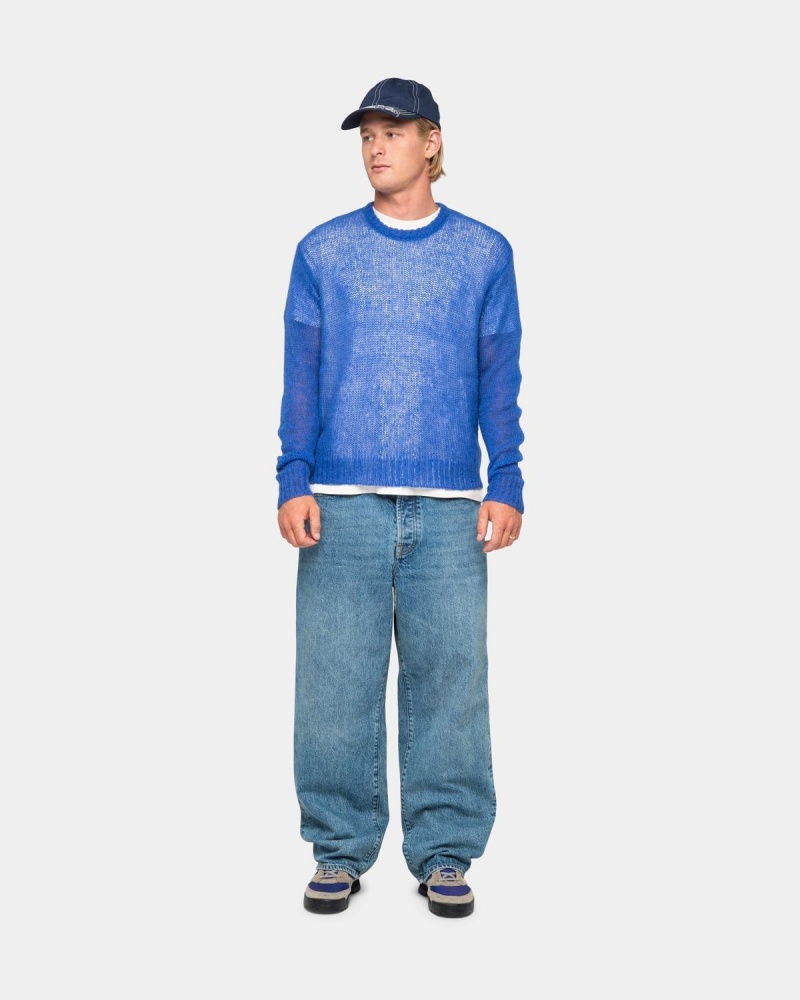 Stussy S Loose Knit Sweater Blue | Israel-45906