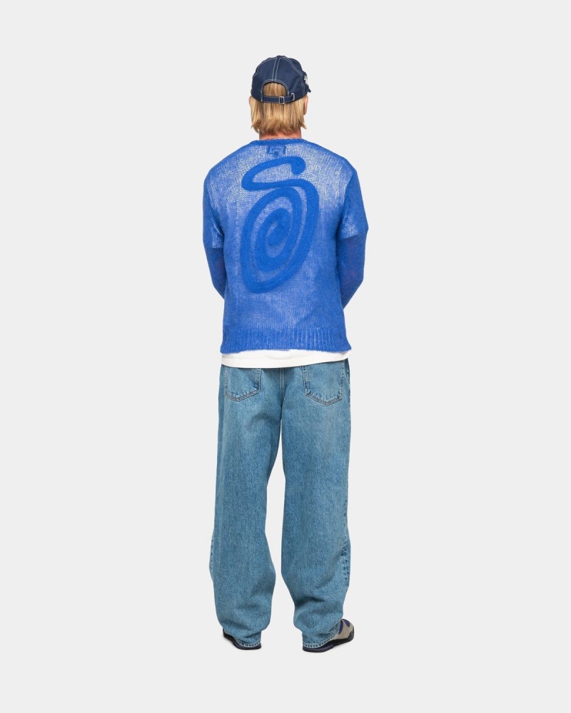 Stussy S Loose Knit Sweater Blue | Israel-45906