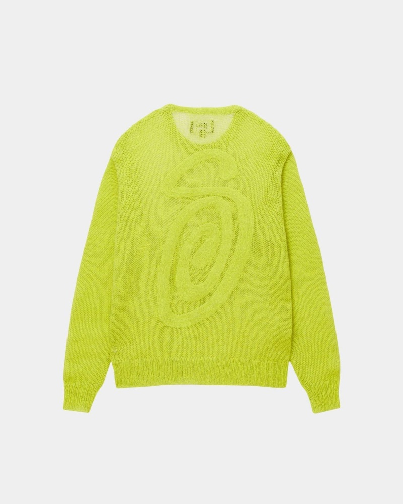 Stussy S Loose Knit Sweater Light Green | Israel-86052