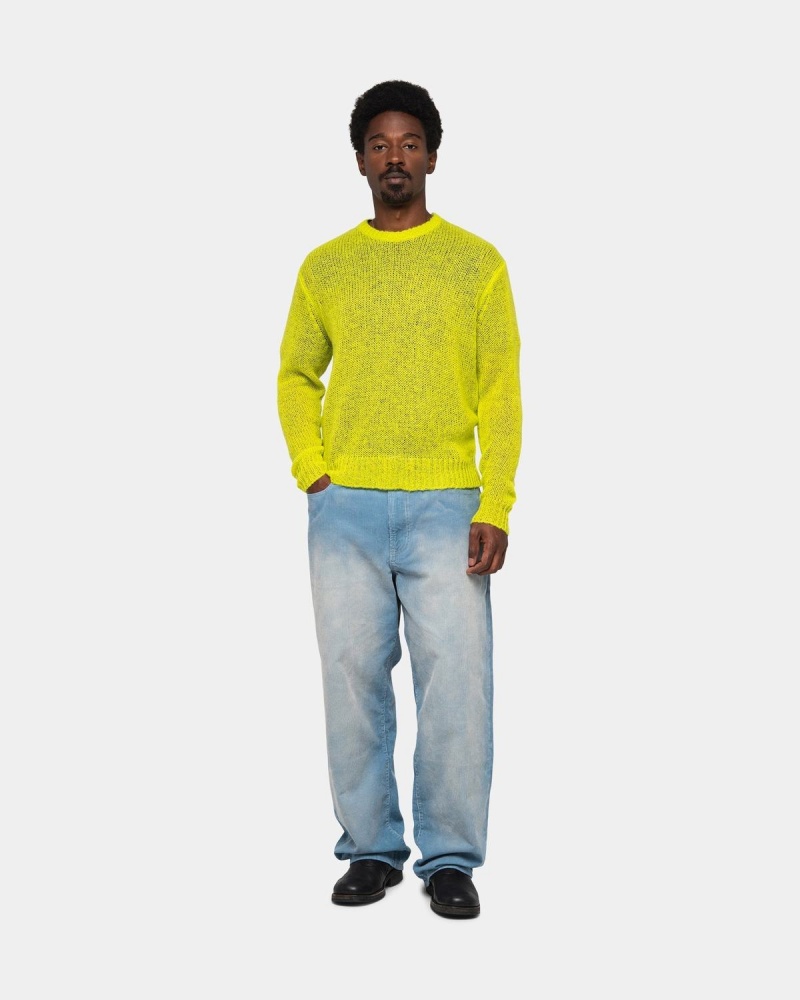 Stussy S Loose Knit Sweater Light Green | Israel-86052