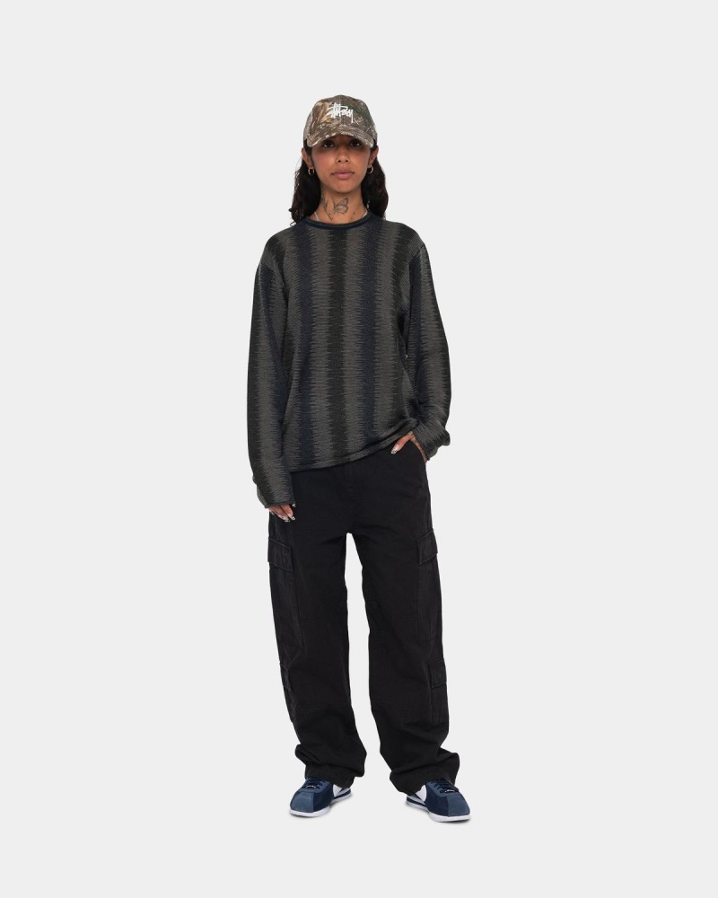 Stussy Shadow Stripe Sweater Olive | Israel-75682